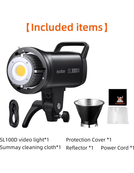 GODOX SL100D Luz de Video 5600K Compacta CRI 96 Efectos 8 Fx