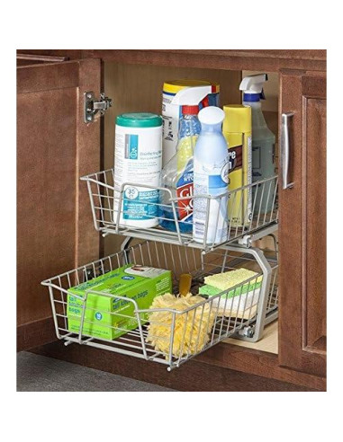 Organizador de Gabinete ClosetMaid 28 cm 2 Niveles Níquel