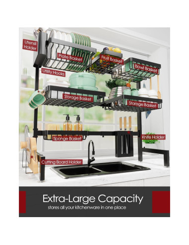 Escurridor de Platos Sakugi Acero Inoxidable Ajustable 80-99 cm