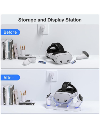 Dock de Carga Rápida Kuject para Quest 3 y 3S con Soporte