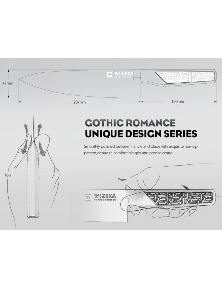 Cuchillo de Chef WIZEKA 20 cm Acero Inoxidable Ergonómico Cuchillo de Chef WIZEKA 20 cm Acero Inoxidable Ergonómico