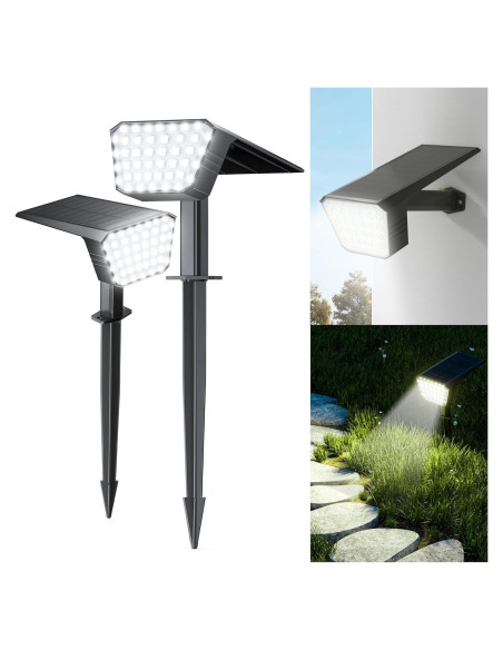 Focos Solares de Jardín 44 LED IP65 2 Paquete Blanco Frío Focos Solares de Jardín 44 LED IP65 2 Paquete Blanco Frío