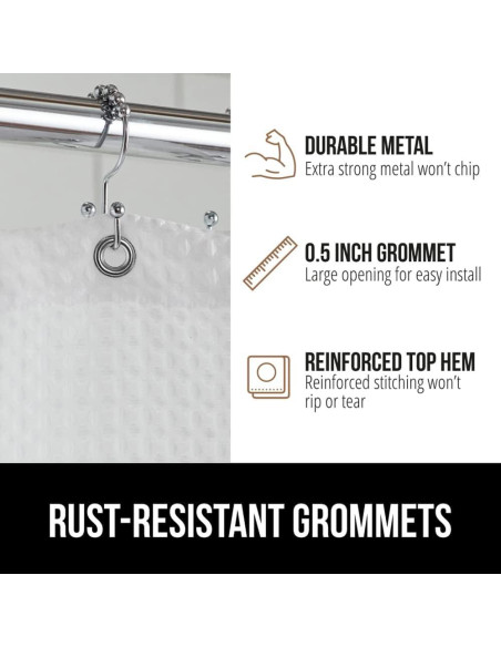 Cortina de Ducha Gorilla Grip Waffle 72x72cm Blanca Resistente Cortina de Ducha Gorilla Grip Waffle 72x72cm Blanca Resistente