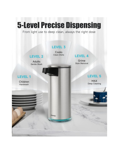 Dispensador Automático de Jabón AIKE AK1333S Acero Inoxidable 378 ml