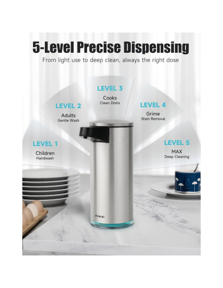 Dispensador Automático de Jabón AIKE AK1333S Acero Inoxidable 378 ml Dispensador Automático de Jabón AIKE AK1333S Acero Inoxidable 378 ml