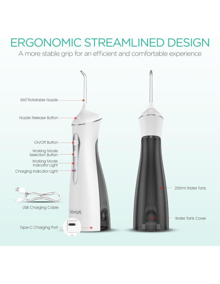 Irrigador Dental Inalámbrico VOYOR-HEALTH WF400 Gris 250ml Irrigador Dental Inalámbrico VOYOR-HEALTH WF400 Gris 250ml