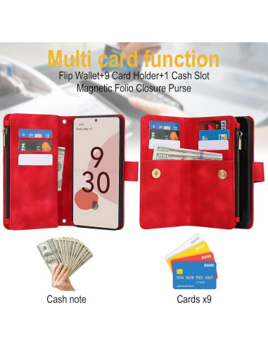 Funda Asuwish para Google Pixel 6 con tapa y soporte rojo