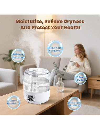 Humidificador QWUE 3L Ultrasonido Silencioso para Dormitorio