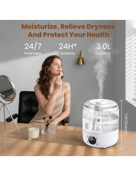 Humidificador QWUE 3L Ultrasonido Silencioso para Dormitorio Humidificador QWUE 3L Ultrasonido Silencioso para Dormitorio