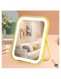 Espejo de Maquillaje LED YEKKOPT Dorado 25.4x20.3cm Plegable