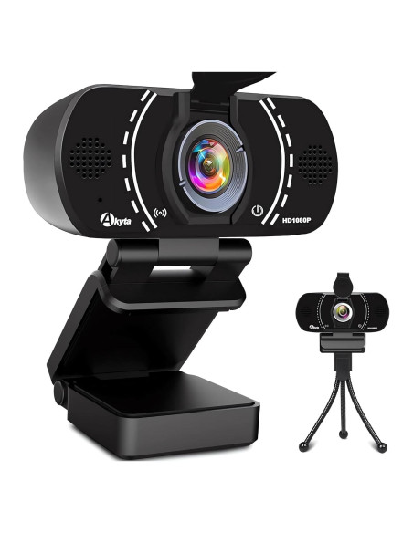 Cámara Web Akyta HD 1080p con Micrófono y Trípode Cámara Web Akyta HD 1080p con Micrófono y Trípode