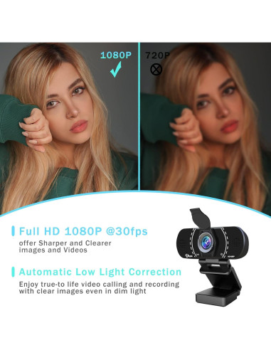 Cámara Web Akyta HD 1080p con Micrófono y Trípode