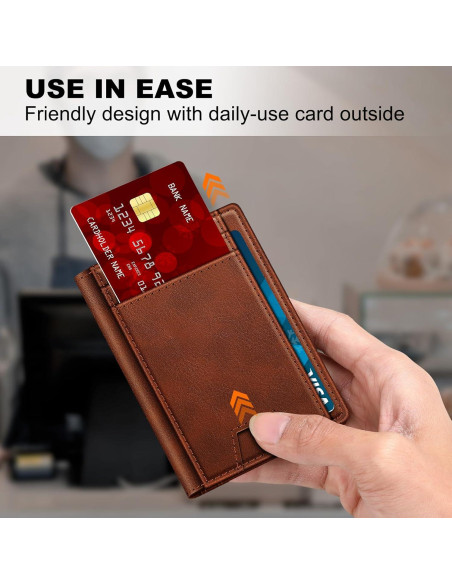 Billetera Bifold GTWUP Marrón Claro con Bloqueo RFID - Minimalista Billetera Bifold GTWUP Marrón Claro con Bloqueo RFID - Minimalista