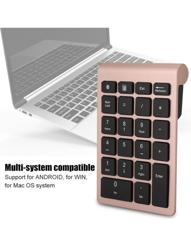 Teclado Numérico Inalámbrico Locadence 22 Teclas BT 5.0 Oro Rosa
