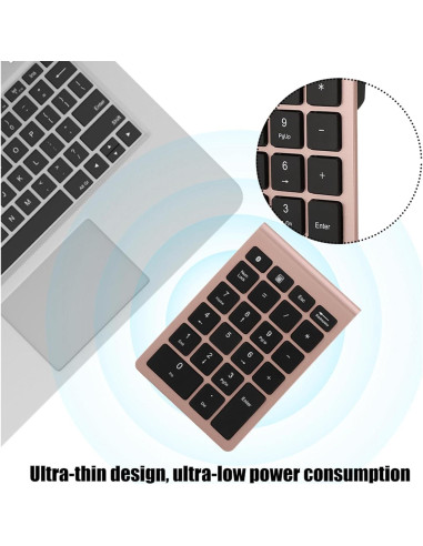 Teclado Numérico Inalámbrico Locadence 22 Teclas BT 5.0 Oro Rosa