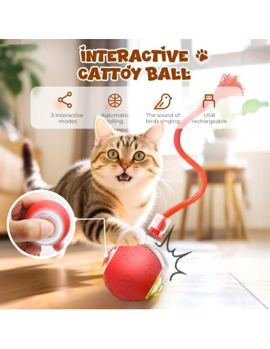 Bola de Juguete Interactiva para Gatos Crymoy 12.7cm Rojo
