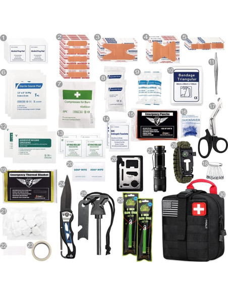 Kit de Supervivencia EVERLIT 250 Piezas Bolsa Molle Negra Kit de Supervivencia EVERLIT 250 Piezas Bolsa Molle Negra