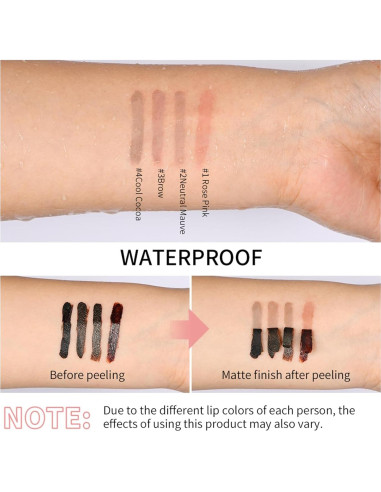 Tinte de Labios Peel Off BANGFENG - 4 Piezas, Larga Duración, Impermeable