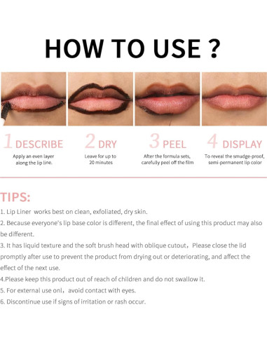 Tinte de Labios Peel Off BANGFENG - 4 Piezas, Larga Duración, Impermeable