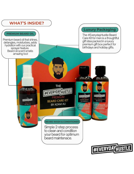 Kit de Cuidado de Barba EverydayHustle 3 en 1 - Champú, Acondicionador y Aceite Kit de Cuidado de Barba EverydayHustle 3 en 1 - Champú, Acondicionador y Aceite