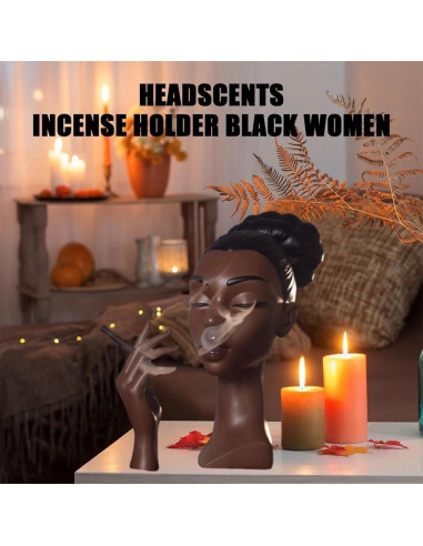 Quemador de Incienso MINGOMINGO Cabeza Mujer Negra 20 cm