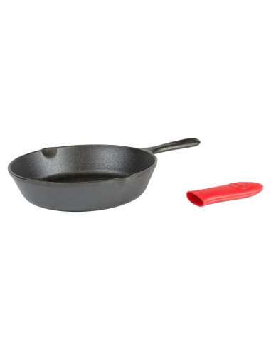 Sartén de Hierro Fundido Lodge 20 cm con Soporte de Silicona Rojo