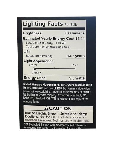 Bombilla Inteligente GE 9.5W A19 Regulable 800 Lúmenes