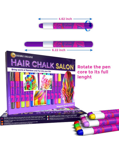 Tiza para el Cabello Desire Deluxe - Kit de 10 Lápices Temporales