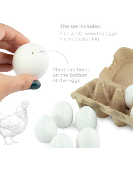 Huevos de Madera Ulanik Montessori 10 Pcs para Niños 3 Años Huevos de Madera Ulanik Montessori 10 Pcs para Niños 3 Años