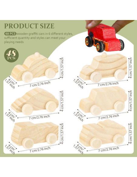 Juguetes de Auto de Madera DIY Lenwen - 48 Piezas Lindo Juguetes de Auto de Madera DIY Lenwen - 48 Piezas Lindo