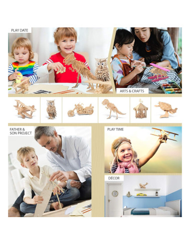 Kits de Modelos de Aviones de Madera Puzzled - 4 Rompecabezas 3D