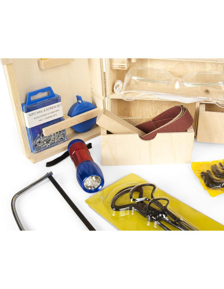 Caja de Herramientas de Madera Leomark - 50 Piezas para Niños Caja de Herramientas de Madera Leomark - 50 Piezas para Niños
