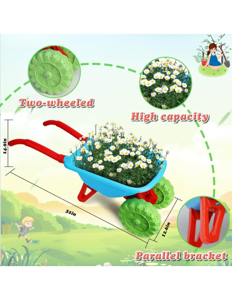 Juego de Herramientas de Jardinería para Niños Demolike con Carretilla Juego de Herramientas de Jardinería para Niños Demolike con Carretilla
