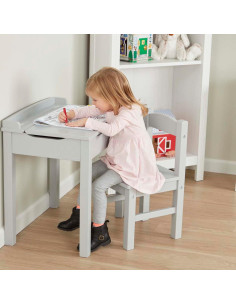 Escritorio de Madera con Tapa Elevable y Silla Melissa & Doug - Gris 2