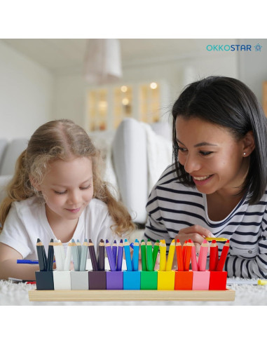 Soporte de Crayones Montessori OKKOSTAR - Organizador de Arte 11 Recipientes