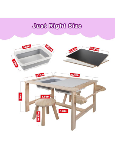 Mesa Sensorial Multifuncional QEKMSY con 2 Taburetes 72x52 cm