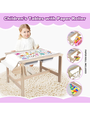 Mesa Sensorial Multifuncional QEKMSY con 2 Taburetes 72x52 cm