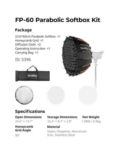 Softbox Parabólico SmallRig FP-60 60 cm Montura Bowens