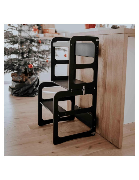 Torre de Cocina Montessori Sweet Home 2-en-1 Negra Torre de Cocina Montessori Sweet Home 2-en-1 Negra