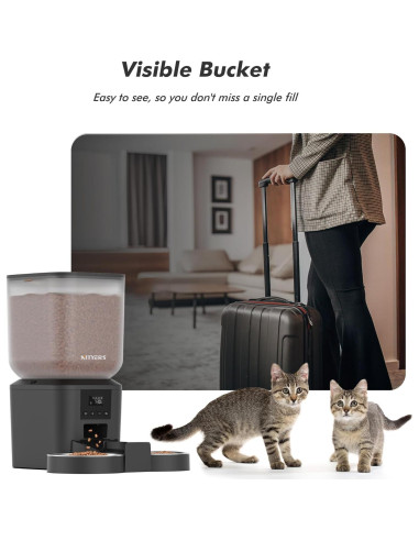 Comedero Automático Nityers para 2 Gatos 8L Pantalla LCD
