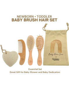 Set de Cuidado para Bebé Rosao: Cepillo y Peine de Madera 2