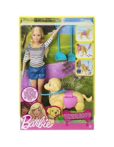 Muñeca Barbie con Cachorro que Camina y Hace Necesidades