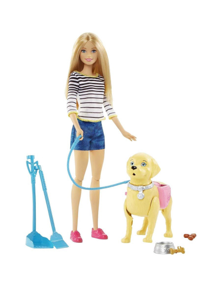 Muñeca Barbie con Cachorro que Camina y Hace Necesidades Muñeca Barbie con Cachorro que Camina y Hace Necesidades