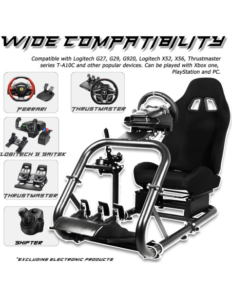 Cockpit de Simulador de Carreras Anman G27 Ajustable con Silla Negra Cockpit de Simulador de Carreras Anman G27 Ajustable con Silla Negra