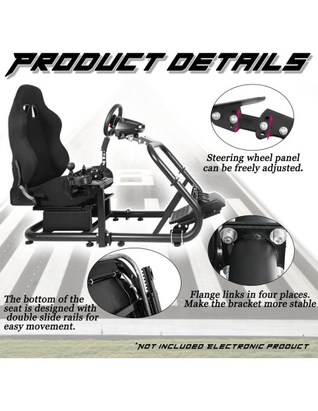 Cockpit de Simulador de Carreras Anman G27 Ajustable con Silla Negra Cockpit de Simulador de Carreras Anman G27 Ajustable con Silla Negra