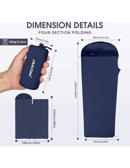 Forro de Saco de Dormir Ultraligero JAICOM 220x80 cm Azul Forro de Saco de Dormir Ultraligero JAICOM 220x80 cm Azul