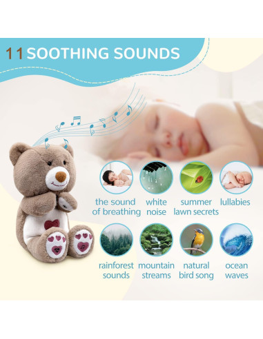 DEARBABY Soporte para Sueño de Bebé Oso con Sonidos Calmantes