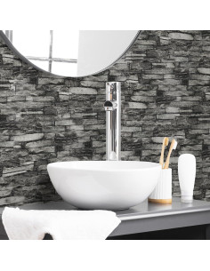 Paneles de Pared 3D Autoadhesivos SYYKDEF 10 Piezas Roca Negra 2