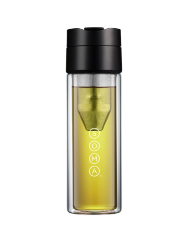 Botella de Infusión de Vidrio Doble Pared Soma 354ml Negra