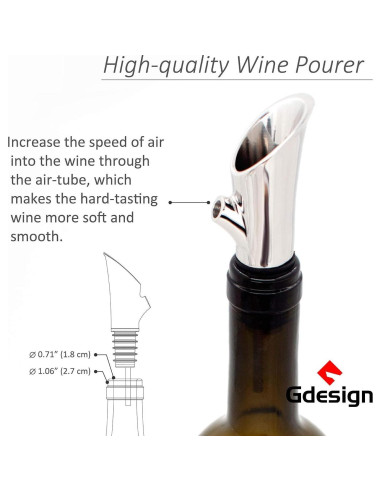 Aerador de Vino Gdesign Acero Inoxidable con Pico Vertedor